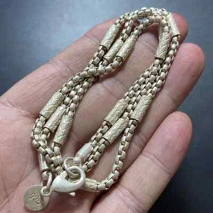 Antica collana portafortuna cinese antica collezione Tibet intagliata a mano gioielli uomo - Foto 1 di 11