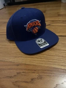 New York Knicks ‘47 Brand Mens Captain Snap Back Hat Cap NEW Wool Blue Orange - Picture 1 of 4