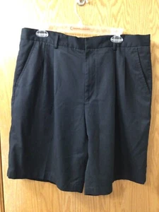 Greg Norman Men's Black Golf Shorts Size 36 pleated polyester pockets logo - Picture 1 of 3