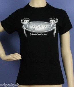 MAGLIETTA STAMPATA BETTY BOOP ELASTICIZZATA DONNA T SHIRT UFFICIALE BB0719 nera - Imagen 1 de 1