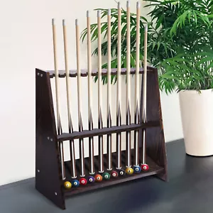 Billard Queue Halter Ständer 10 Queue Pool Snooker Kugeln Storage Organizer Rack - Bild 1 von 18