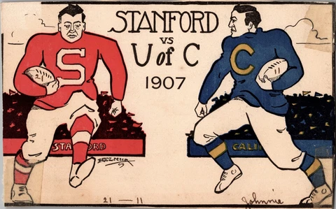 Original Vintage 1907 Cal vs Stanford Football BIG GAME Postcard RARE Cover