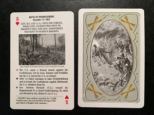 Swap Playing Card CIVIL WAR BATTLES Five of Hearts BATTLE OF FREDERICKSBURG - Picture 1 of 1
