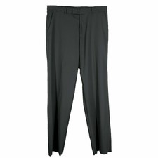 NEW Theory Wool Dress Pants Size 36 Mens Black Unhemmed Flat Front Trousers