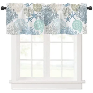 Marine Life Curtains For Bedroom Living Room Aqua Ocean Coral Shell Starfish Rom - Picture 1 of 7