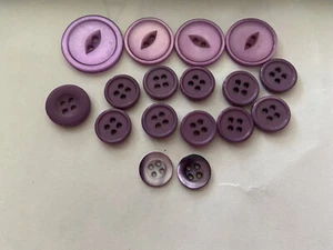 Vintage Lot of 17 ASSORTED LAVENDER VIOLET PURPLE Round Buttons  - Picture 1 of 2