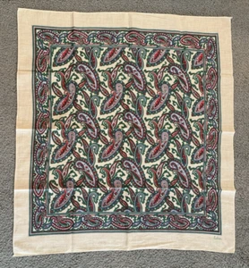 Vintage ~ Echo ~ Cotton Blend Scarf ~ Paisley ~ Green / Red / Cream ~ 25" x 27" - Picture 1 of 7