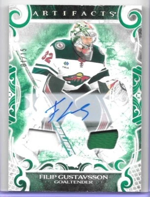 FILIP GUSTAVSSON 24-25 UD ART. EMERALD AUTO MATERIALS DUAL PATCH/#1/15/WILD - Image 1 of 2