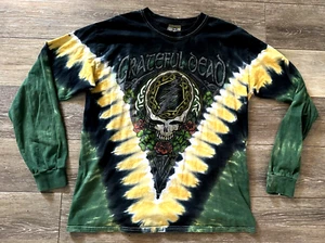 VTG 90's Grateful Dead Liquid Blue Tag Tie Dye Green Shamrock Shirt Mens Medium - Picture 1 of 4