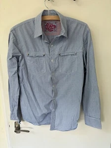 Red Herring mens shirt medium blue white check VGC - Picture 1 of 7