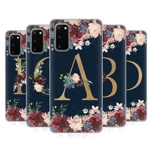 NATURE MAGICK FLORAL MONOGRAM GOLD NAVY SOFT GEL CASE FOR SAMSUNG PHONES 1 - Picture 1 of 20