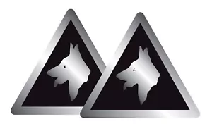 2 Pack Security Guard Dogs Warning STICKER Signs for Cars Vans Doors BLK/SLV - Picture 1 of 2