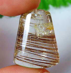 24x19x9mm Natural Titanium Rutilated Quartz Crystals Bell Pendant Bead DY4821