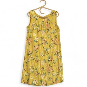 W Lane Linen Floral Tropical Yellow Womens Dress Size 10 Bow Sleeveless Lined - Picture 1 of 8