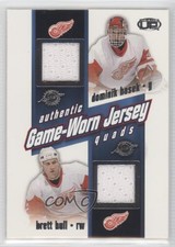 2002-03 Pacific Heads Up Game-Worn Jersey Quads Dominik Hasek Brett Hull #12 HOF