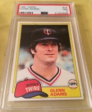 1981 Topps Glenn Adams Baseball Card #18 PSA 7 NM Twins Outfielder