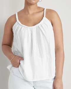 Old Navy White Tank Top Summer Beach Sz Large 100% Cotton Bust 47 Length 25 in - Picture 1 of 8