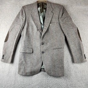 Giacca cappotto sportivo Stafford blazer uomo 42 lungo grigio spina di pesce lana toppa gomito - Foto 1 di 13
