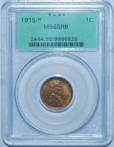 1915 S PCGS MS65RB Red and Brown Lincoln Wheat Cent OGH - Picture 1 of 2