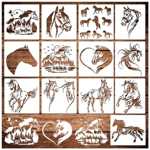 Creazioni Artistiche Equine: Stencil per Cavalli Riutilizzabili per Bruciare Legno, Pittura e - Foto 1 di 9