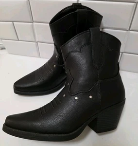 Kohls SEVILLE Black Cowboy BOOTS Women’s Size 9 - Picture 1 of 9