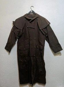 Vintage Western Frontier Oilskin Staubtuch Cowboy braun abnehmbares Cape Herren klein - Bild 1 von 12
