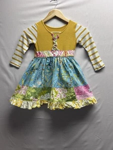 Sweet Honey Clothing Co Girls 5 Long Sleeve Patchwork Boutique Dress Lace Floral - Picture 1 of 8