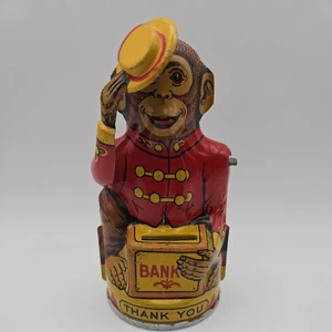 VINTAGE J CHEIN BLECH MONKEY BANK. LITHOGRAPHIERTE MECHANISCHE DANKEBANK. VINTAGE - Bild 1 von 13