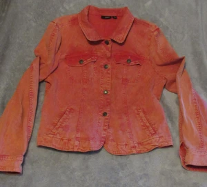 A.N.A. Giacca donna jeans camionista denim grande rosa sbiadito bottoni elasticizzata vintage - Foto 1 di 9
