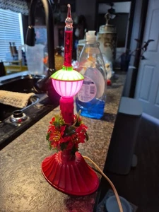 Elektrischer Kerzenständer Vintage rot Kunststoff getestet funktioniert - Bild 1 von 3