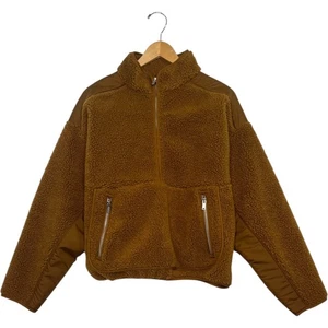 Nueva Chaqueta Madewell Sherpa Mujer Grande Marrón Media Cremallera Polar Pullover Exterior - Imagen 1 de 12