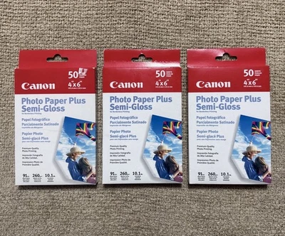CANON, SEMI-GLOSS PHOTO PAPER PLUS, 4 x 6” (3 Boxes, 50 Sheets Each), Sealed - Image 1 of 3