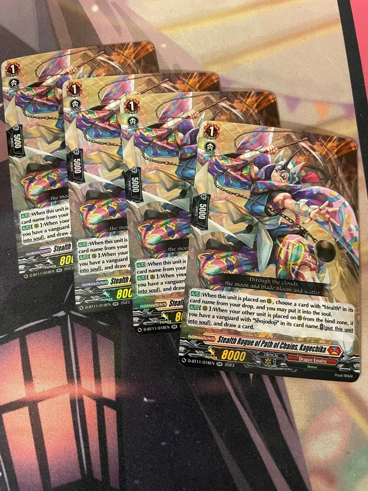 CARDFIGHT VANGUARD - STEALTH ROGUE OF PATH OF CHAINS KAGECHIKA X4 - D-BT11 - NM - Image 1 of 1