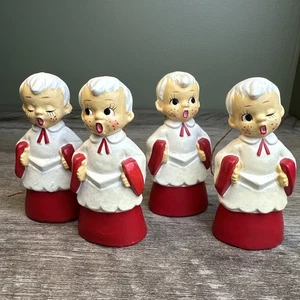 Rare Paper Mache Choir Boy Set 50s Japan Lot 4 Ornaments Or Standing Figures - Picture 1 of 13