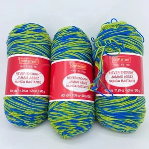Craft Smart Never Enough Yarn 3 Skeins Royal Blue Kiwi Green #15 - Picture 1 of 5