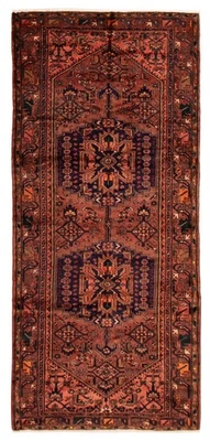 Alfombra de corredor tradicional oriental de lana tradicional de 4'8" x 10'2" vintage anudada a mano Foto 1 de 4