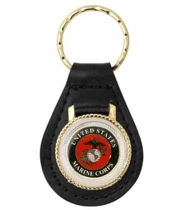 marine corps leather key chain ring made in usa - Picture 1 of 1
