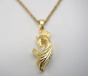 Horse Necklace For Ashes Cremation Pendant Memorial Jewelry 14k Gold Plated - Picture 1 of 6