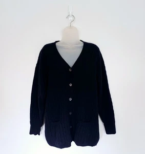 Hawico Of Scotland Jenners reine Schurwolle Strickjacke Gr. L marine Zopfmuster Knöpfe - Bild 1 von 13