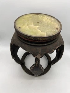 Chinesische, vergoldeter, lackierter, tonnenförmiger Hocker Jade-Intarsien, 1900 - Bild 1 von 17