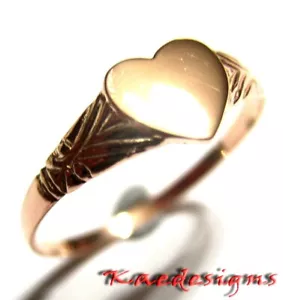 Size M 1/2, New Solid Genuine New 9ct 9kt Rose Gold Heart Signet Ring 200 - Picture 1 of 2