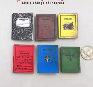 1:6 Scale SCHOOL BOOKS 6 Pc Prop Books in Miniature Playscale Books Faux - Picture 1 of 7