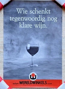 Póster de vino retro belga Wereldwinkels 15,75" x 23,25" foto Hans Vos vintage - Imagen 1 de 4