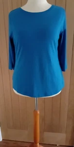 Brandneu mit Etikett Seasalt Größe 18 Bio-Baumwolljersey 3/4-Ärmel Staffelei Oberteil Segelboote blau - Bild 1 von 4