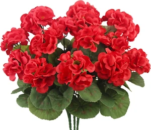 3 Pcs Artificial Geraniums Flowers Silk Geraniums for Outdoors UV Resistant Red - Picture 1 of 12