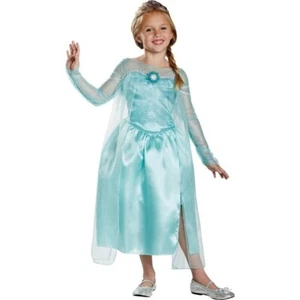 Disney Frozen Elsa Costume Medium 7/8 Girls Glitter Halloween Dress Up Blue - Picture 1 of 1