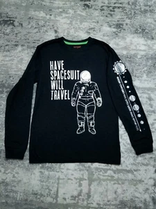 Cat & Jack Spacesuit Planets Space Silver Foil Long Sleeve T Shirt L 12 - 14 - Picture 1 of 7