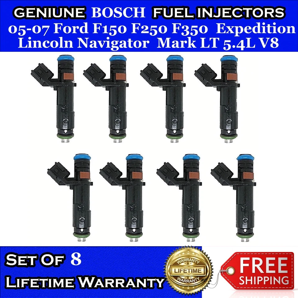 8x UPGRADE OEM Bosch Fuel Injectors for 05-07 Ford F150 F250 F350 Navigator 5.4L - Image 1 of 1