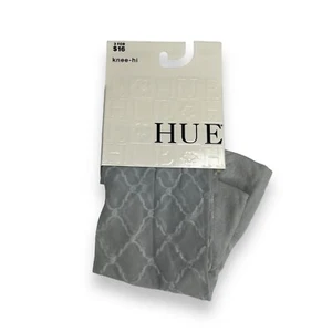 HUE Scalloped Chrome Grid Knee Hi 1 Pair Womens One Size NEW - Picture 1 of 2
