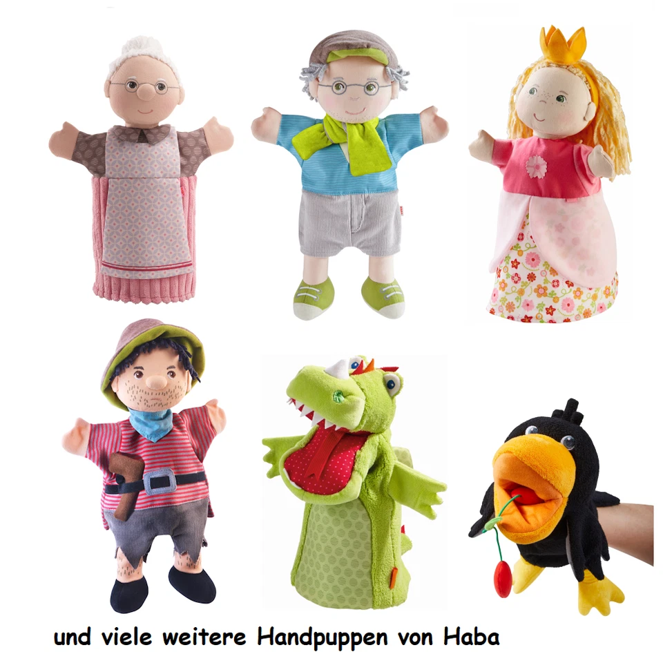 HABA Handpuppe Kasper Oma Opa Wolf Gretel Räuber Rabe Theo o Allesfresser - Bild 1 von 1